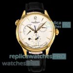 V+ Factory Swiss Replica Jaeger-LeCoultre Master Geographic Power Reserve Watch Gold Case 